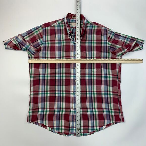 Vintage Chaps Ralph Lauren Shirt Mens L Large Plum Blue Plaid Long Sleeve 90s - Picture 7 of 10